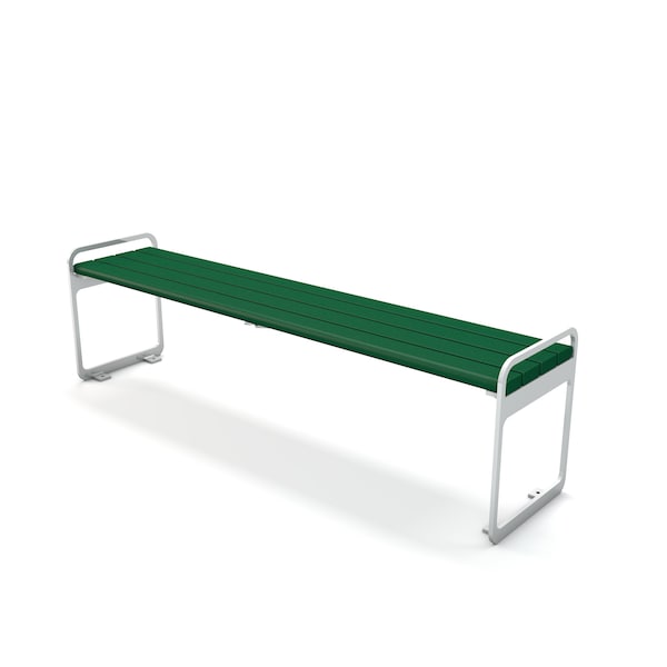 Frog Furnishings Green 6' Plaza Backless Bench with Silver Frame PB 6GRESFPLZBAC - main